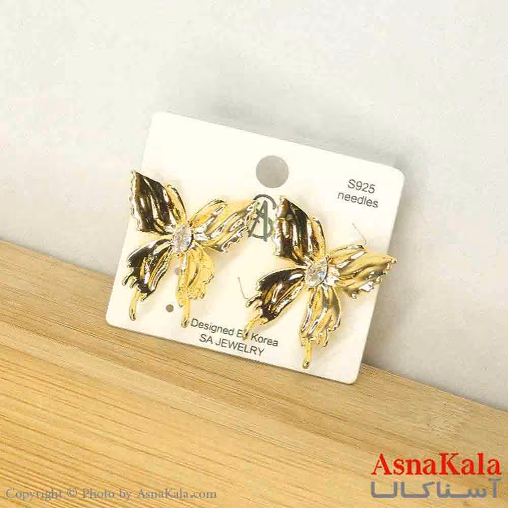 گوشواره استیل مینیمال زنانه مدل پروانه طلایی کد GSH151089W