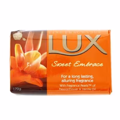 صابون لوکس LUX ترکیب روغن گل یاسمین سامباک و روغن نارنج وزن 170 گرم بسته 6 عددی