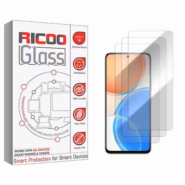 محافظ صفحه نمایش شیشه ای ریکو مدل Ricoo GlassMIX2106 مناسب برای گوشی موبایل آنر X8 بسته سه عددی | کالا برتری