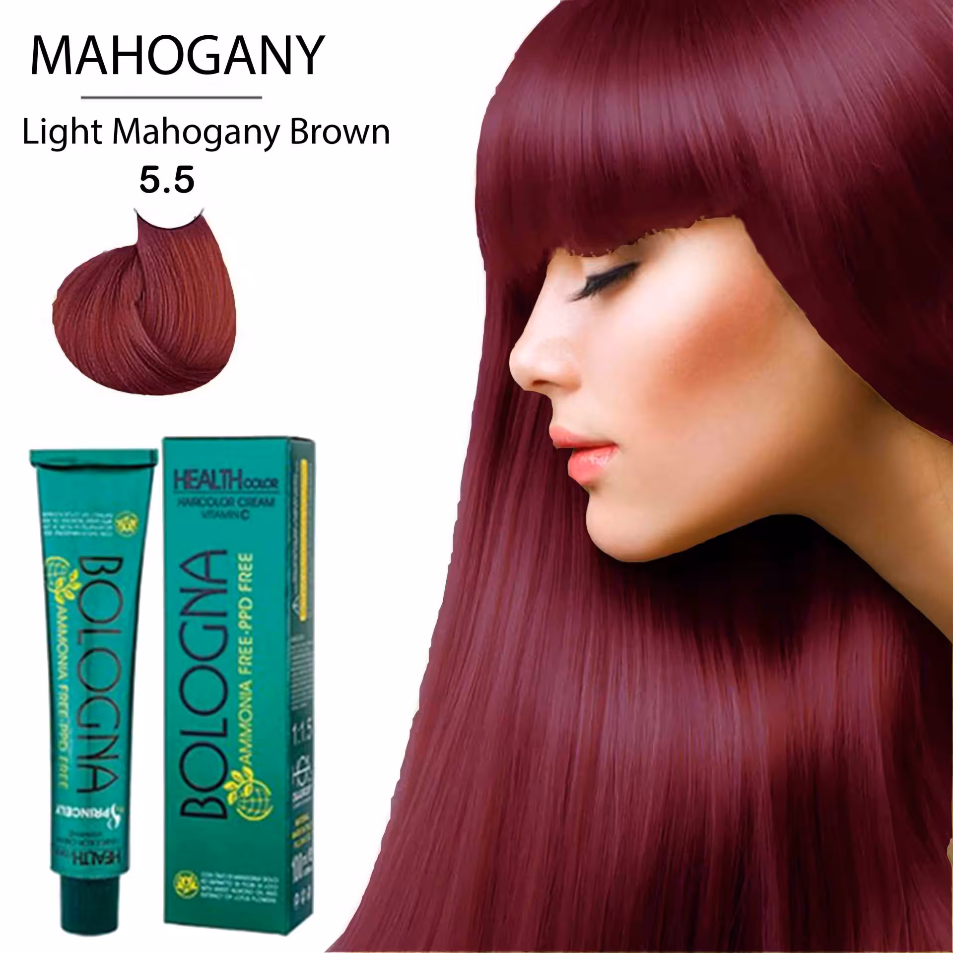 رنگ مو بدون آمونیاک بلونیا 100میل Light Mahogany Brown 5.5