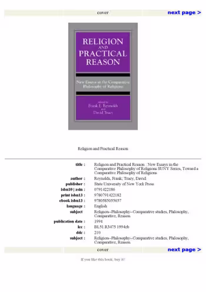 خرید و دانلود نسخه کامل کتاب Religion and Practical Reason: New Essays in the Comparative Philosophy of Religions