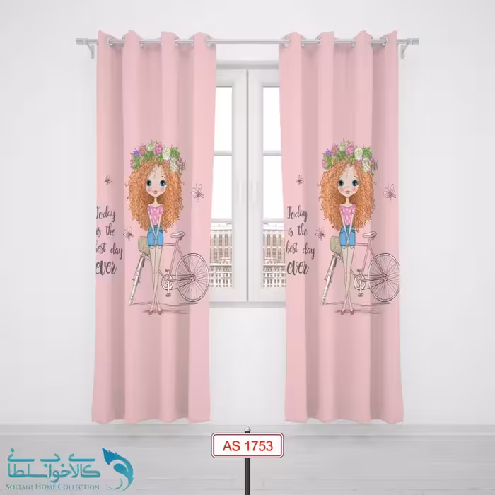 پرده پانچی اتاق کودک طرح مو فرفری جذاب کد A1753