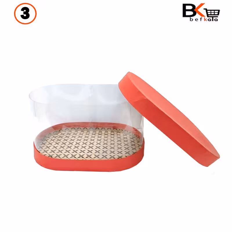 باکس کادویی  بیضی طلقی قرمز سایز سه