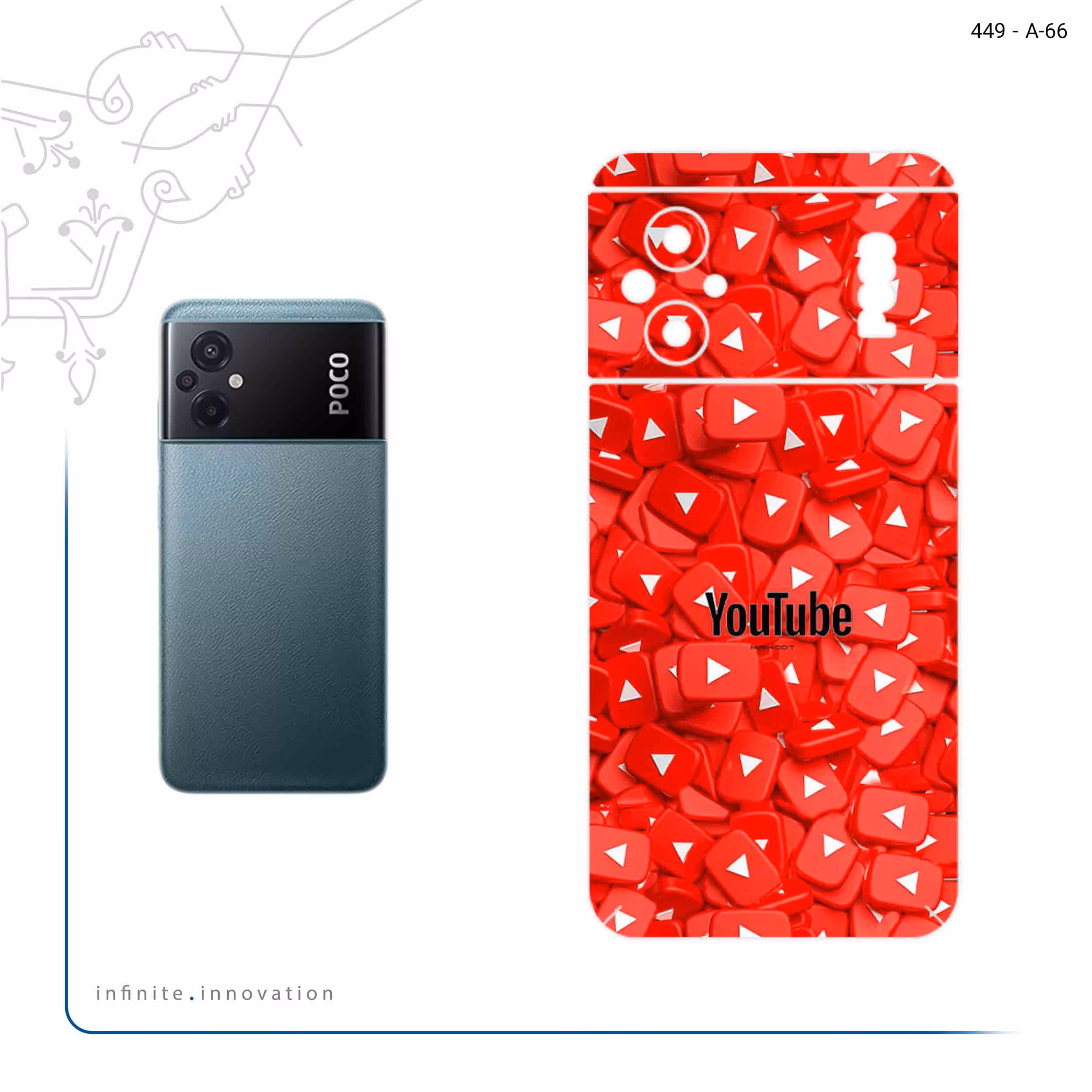 برچسب پوششی ماهوت مدل Youtube مناسب برای گوشی موبایل شیائومی Poco M5