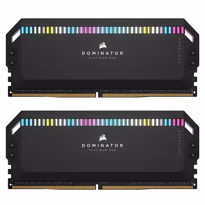 رم دسکتاپ DDR5 دو کاناله 5200 مگاهرتز CL40 کورسیر مدل Dominator Platinum RGB ظرفیت 64 گیگابایت