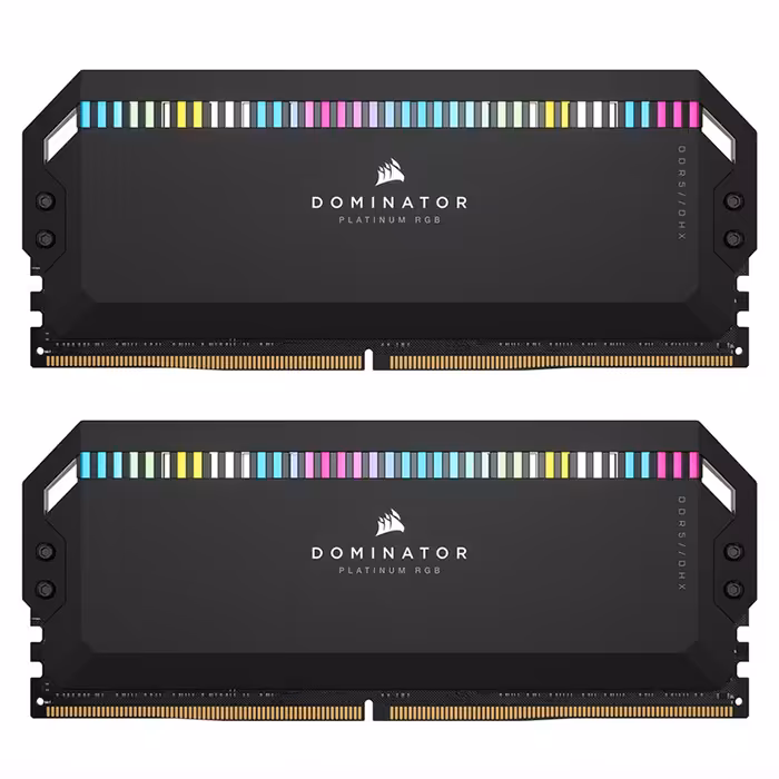 رم دسکتاپ DDR5 دو کاناله 5200 مگاهرتز CL40 کورسیر مدل Dominator Platinum RGB ظرفیت 64 گیگابایت
