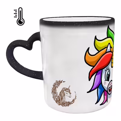 ماگ حرارتی مدل دسته قلبی اکلیلی طرح یونیکورن کد 25