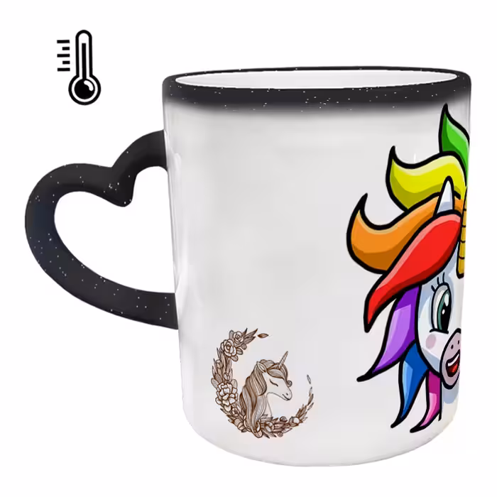 ماگ حرارتی مدل دسته قلبی اکلیلی طرح یونیکورن کد 25