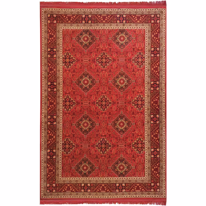 فرش ماشینی زمرد مشهد مدل کهنه نما زمینه لاکی