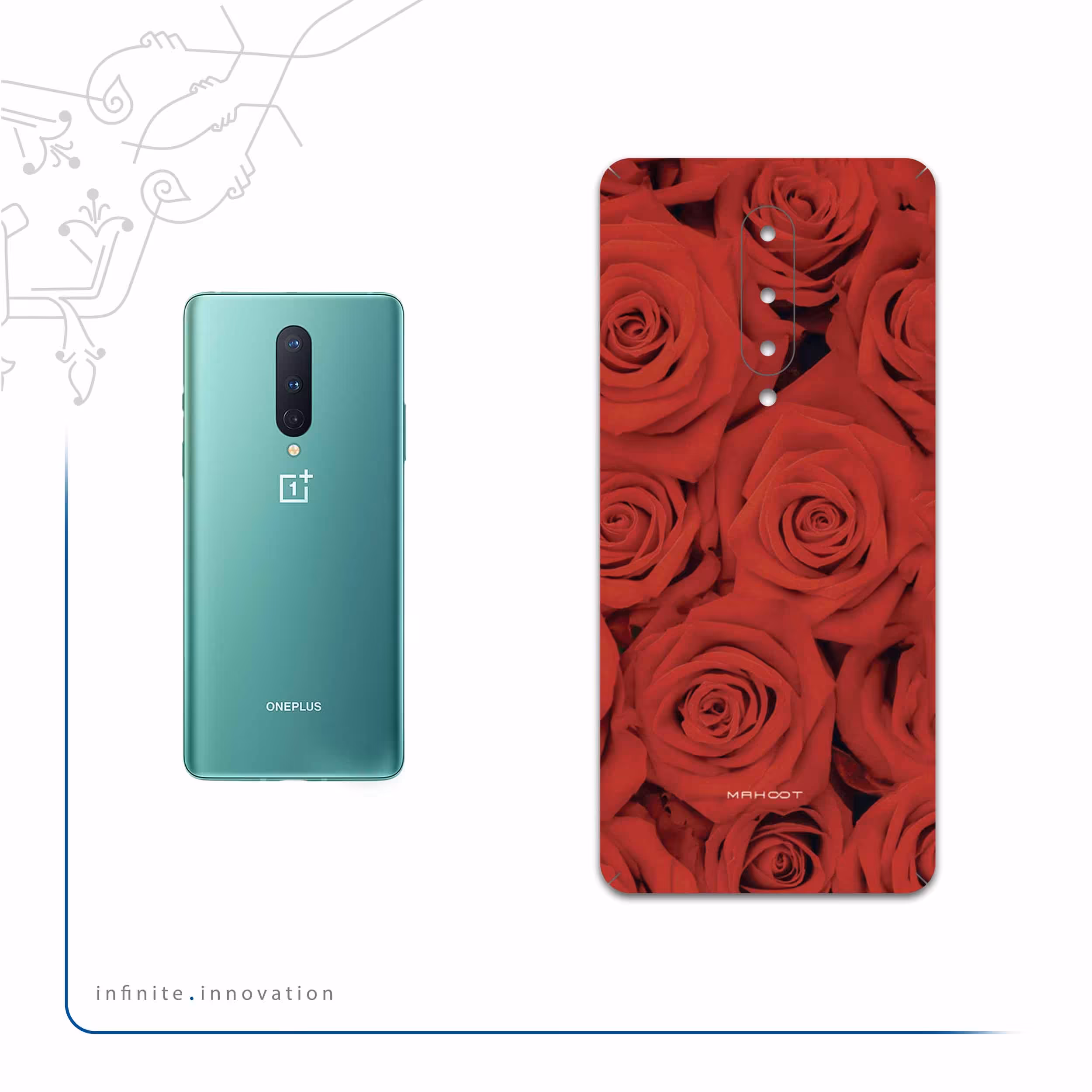 برچسب پوششی ماهوت مدل Red-Flower مناسب برای گوشی موبایل وان پلاس 8