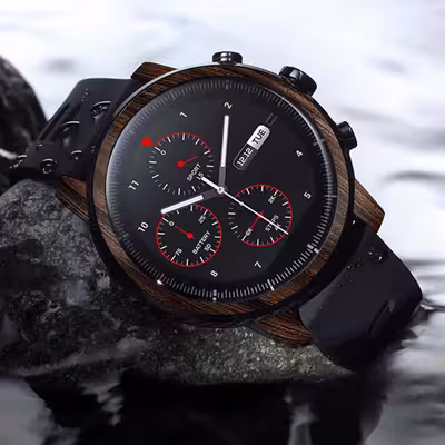 برچسب ماهوت طرح Dark Walnut Wood مناسب برای ساعت هوشمند شیایومی Amazfit Stratos