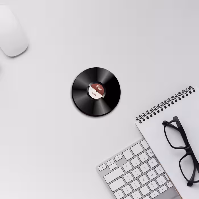 زیر لیوانی مدل صفحه گرامافون طرح موزیک مجموعه 6 عددی