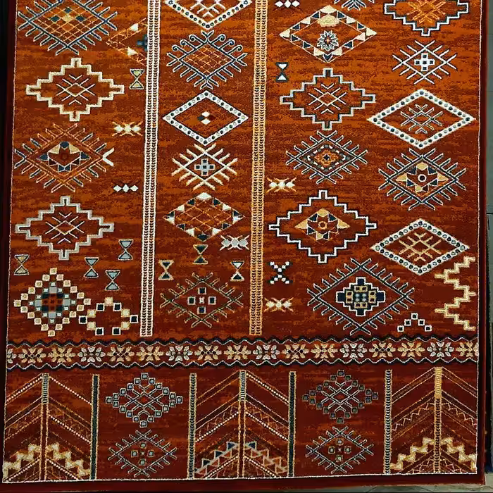 فرش ماشینی ساوین کد 8009 زمینه پرتقالی