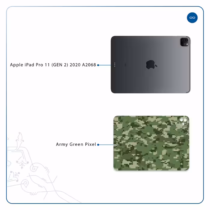 برچسب پوششی ماهوت مدل Army-Green-Pixel مناسب برای تبلت اپل iPad Pro 11 (GEN 2) 2020 A2068