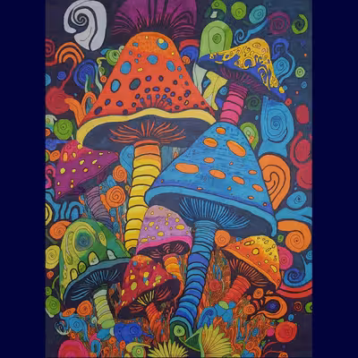 نقاشی طرح قارچ های جادویی