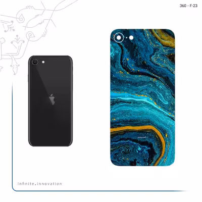 برچسب پوششی ماهوت مدل Turquoise marblewith golden streaks مناسب برای گوشی موبایل اپل iPhone SE 2022