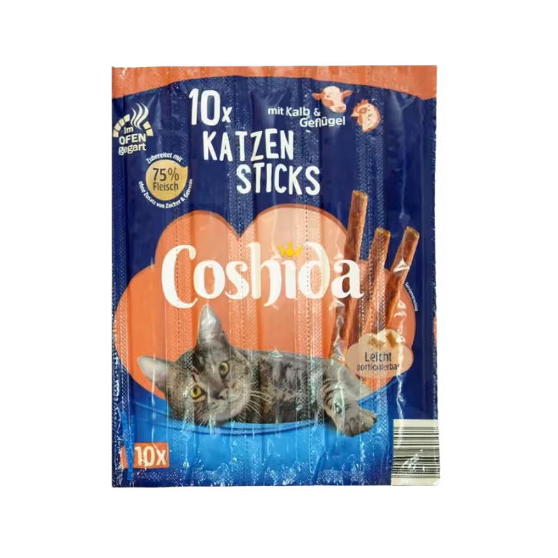 تشویقی مدادی گربه طعم مرغ و گوساله برند Coshida کوشیدا 10 عددی