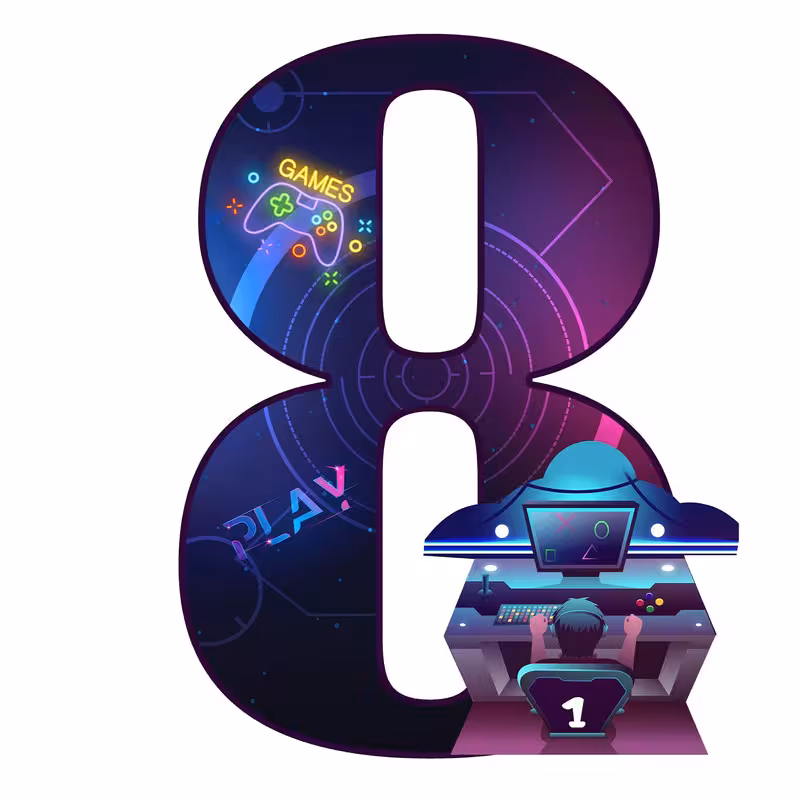 استند رومیزی تولد مدل عدد 8 طرح گیم کد 1131