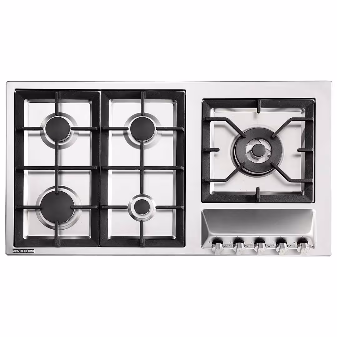 اجاق گاز صفحه ای استیل البرز مدل S 5909 با قطعات ایتالیایی