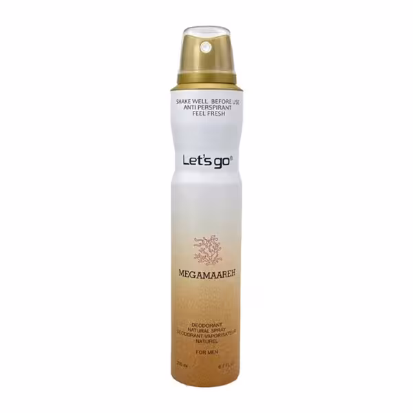 اسپری خوشبو کننده بدن مردانه lets go لتس گو مدل megamare حجم 200 میلی لیتر | Let’s Go men’s Body Deodorant Spray Model megamare 200 ml
