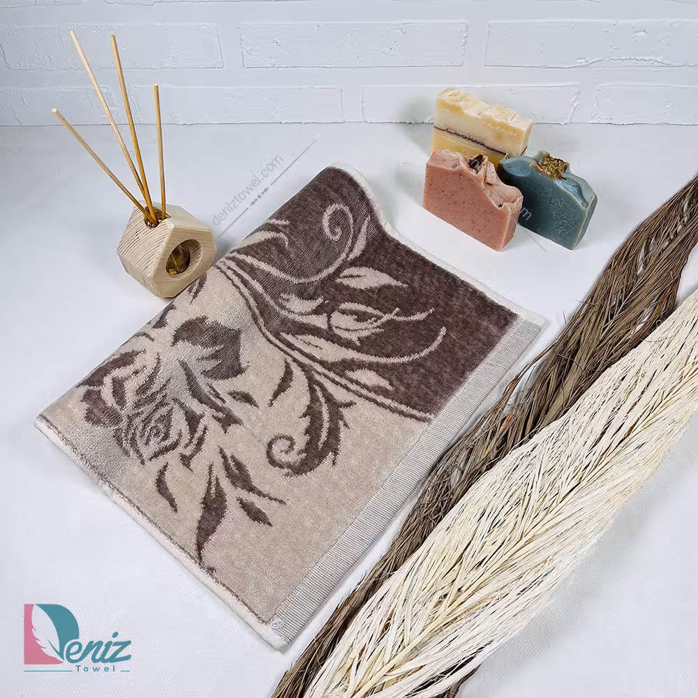 حوله دستی طرح چیچک رنگ نسکافه ای
