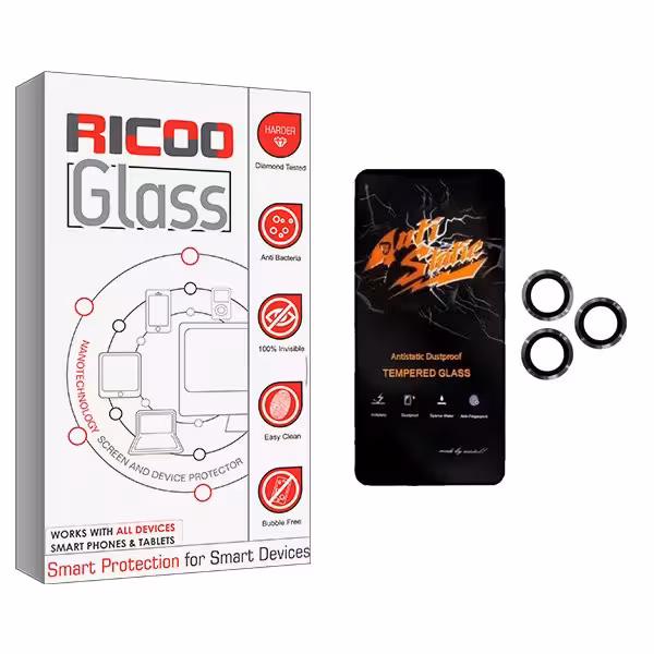 محافظ صفحه نمایش ریکو مدل RiC2 Antistatic مناسب برای گوشی موبایل اپل 11 Pro  به همراه محافظ لنز گوشی
