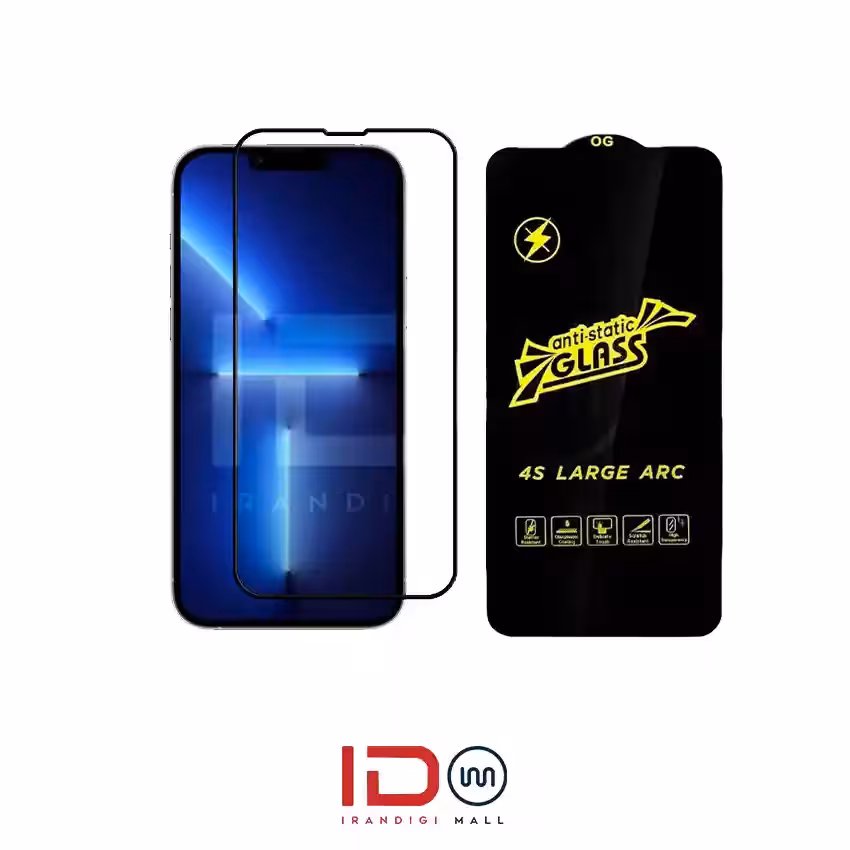 گلس شیشه ای تمام صفحه و فول چسب آنتی استاتیک موبایل iPhone 13 Pro Max