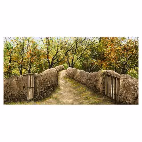 طرح منظره کوچه باغ پاییزی کد 23023