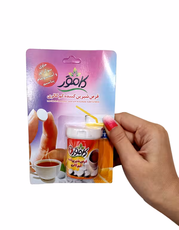 قرص شیرین کننده استوانه ای سوکرالوز و آسه سولفام کامور