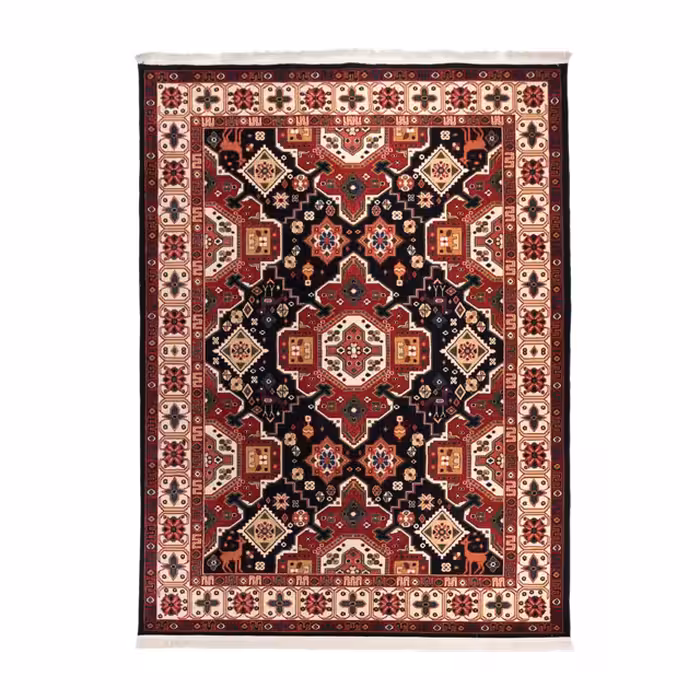 گبه ماشینی دنیای فرش کد 815 زمینه مشکی