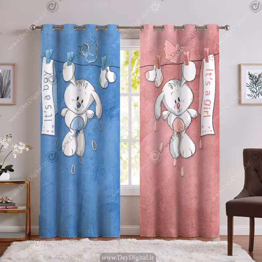 پرده اتاق کودک طرح فانتزی خرس کوچولو PK-6252