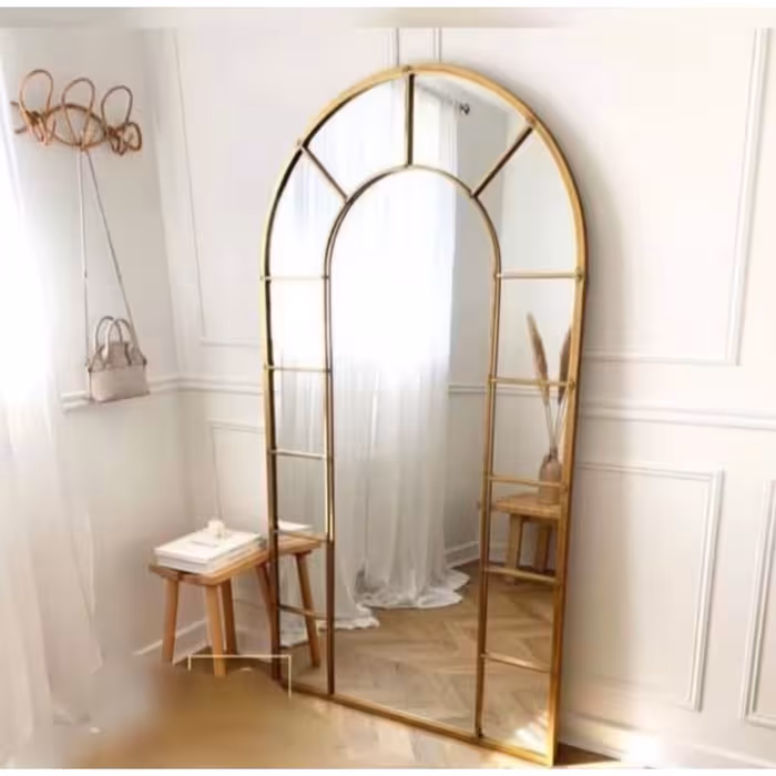 فریم آینه گنبدی مدل پنجره ای رنگ طلا