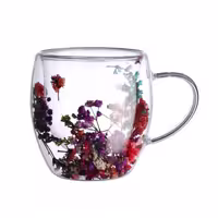 لیوان مدل دو جداره طرح گل خشک کد 23