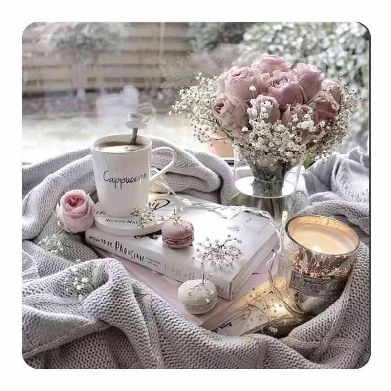 مگنت طرح قهوه و گل و کتاب کد wmg2551