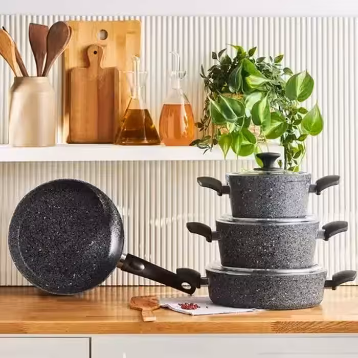 سرویس قابلمه 7 پارچه کاراجا Biogranit Grey Rock طوسی