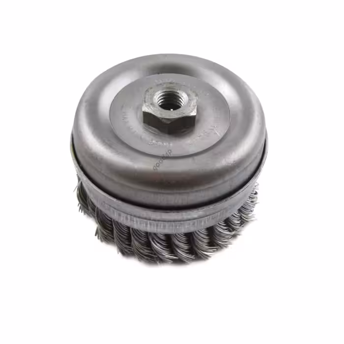 فرچه ( برس ) سیمی کاسه ای بافته طوق دار 4 اینچ 10 سانتی متر استیل 316 ساب ایران ( کربلایی )