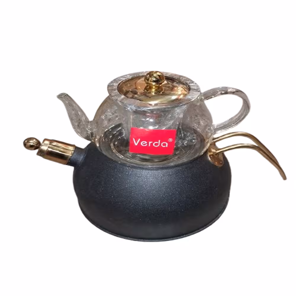 کتری قوری وردا رنگ ذغالی اکلیلی