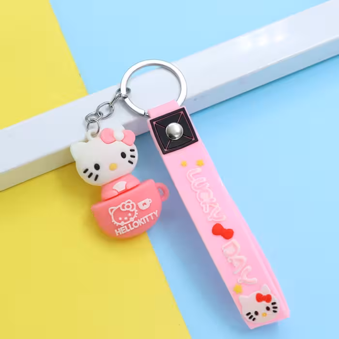 جاکلیدی آویز کیف سیلیکونی کیتی فنجان صورتی 32774