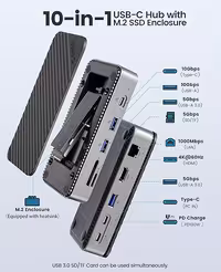 هاب 10 پورت و باکس هارد اوریکو ORICO، مدل 10 in 1 Docking Station با محفظه M.2 SSD