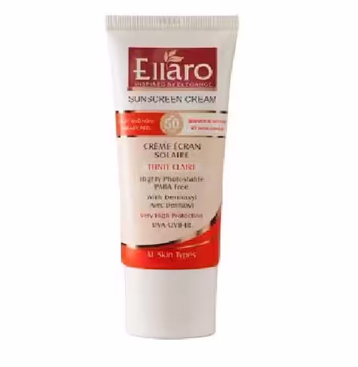 الارو کرم ضد آفتاب کرم پودری رنگ بژ روشن برای انواع پوست  50 میل Ellaro teinte claire  SPF50