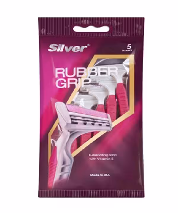 خود تراش 5 عددی سیلور مدل Rubber Grip