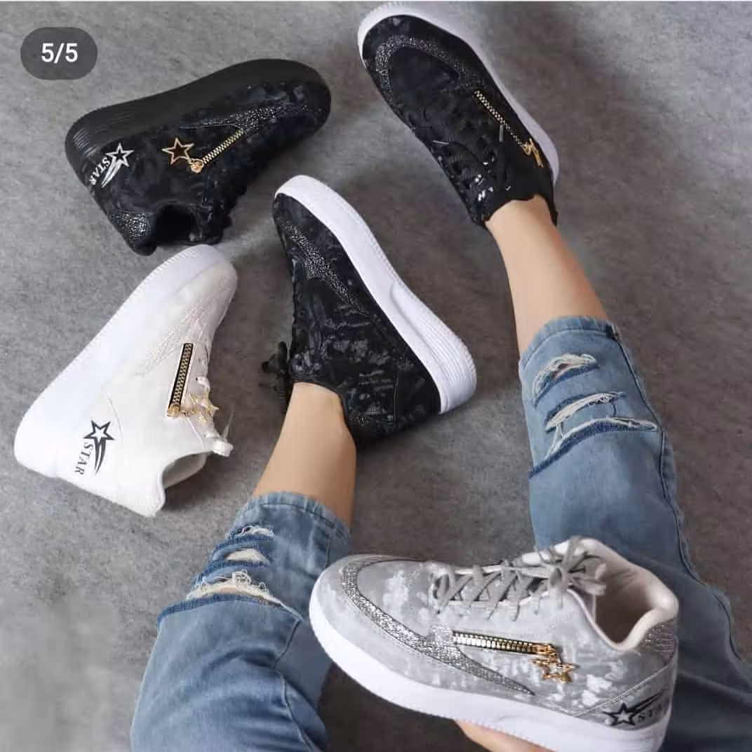 کتونی ساقدار مدل setare سایز 37 تا 40 رنگ مشکی و سفید