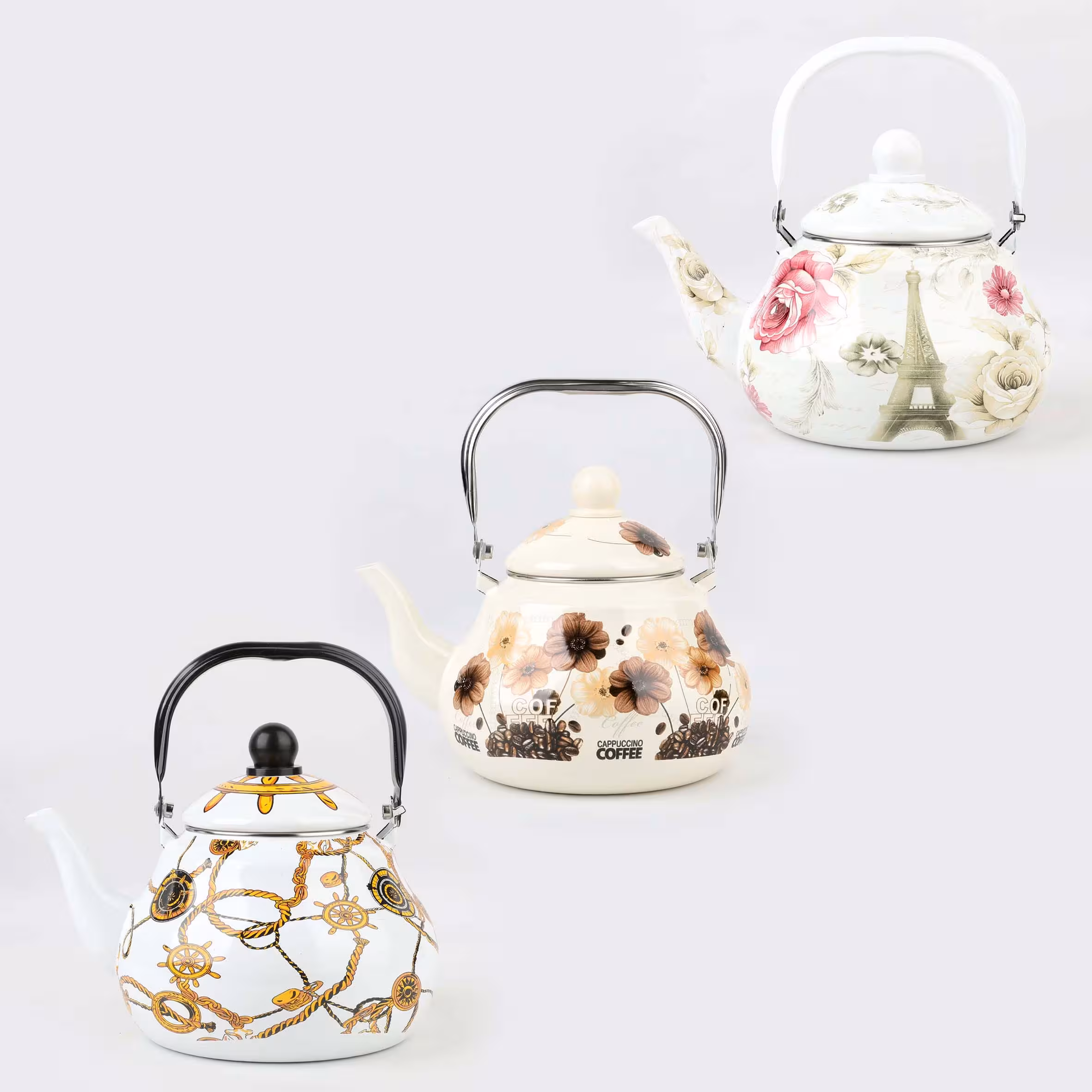 کتری لعابی طرح گل