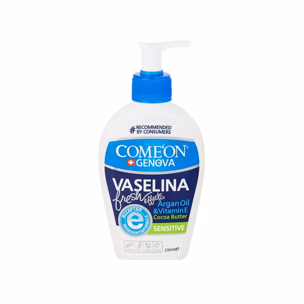 کرم وازلین پمپی روغن ارگان و ویتامین ای کامان مدل Comeon Argan Oil Vitamine E Cocoa Butter Vaselina