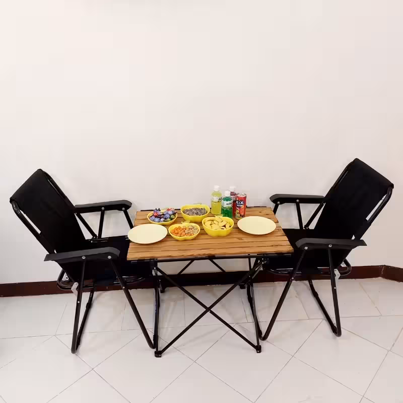 صندلی و میز چوبی (ست دونفره) تاشو