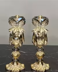 شمعدانی دودی طلایی لوکس اشرافی