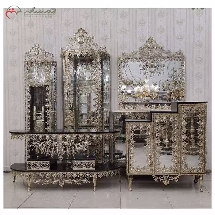 سرویس آینه کنسول برنزی، با طرح گل آفتابگردان