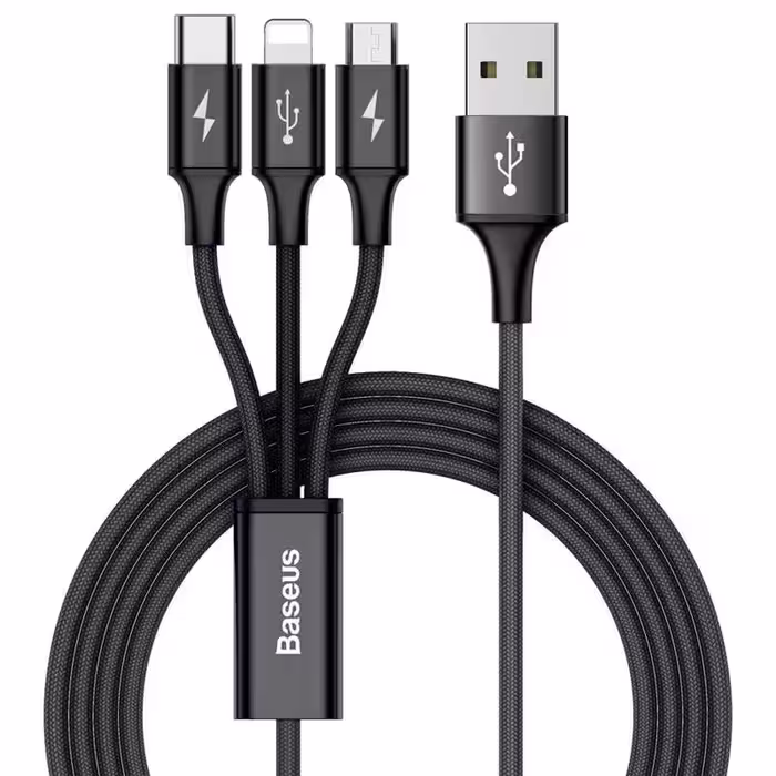 کابل 3 سر فست شارژ Baseus Rapid Series CAMLT-SU 3A 1.2m