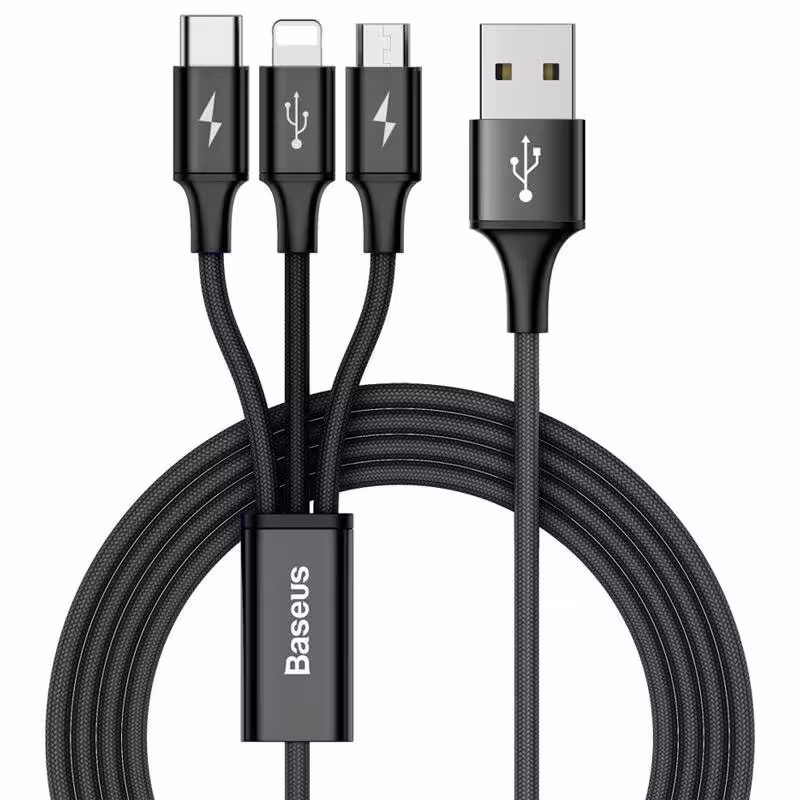 کابل 3 سر فست شارژ Baseus Rapid Series CAMLT-SU 3A 1.2m