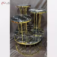 ست میز جلو مبلی و عسلی آهنی با رویه سنگ
